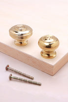 Bloxwich cabinet knob in polished brass, 32mm and 38mm, with solid brass fixing bolts