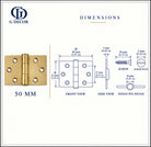 Size drawing: brass backflap hinge