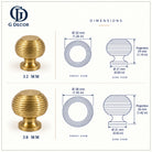 Size drawing: brass beehive cabinet knob