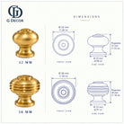 Size drawing: brass Bloxwich cabinet knob