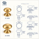 Size drawing: brass bun cabinet knob
