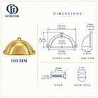 Size drawing: brass classic cup pull
