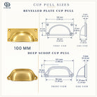 Size drawings: bevelled plate and deep scoop cup pulls