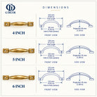 Size drawing: brass D handle