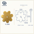 Size drawing: brass flower backplate 51mm