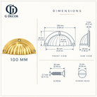 Size drawing: brass fluted cup pull