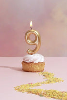 Brass Gold Number Birthday Cake Candles 0 to 9 — alternate view, G Decor