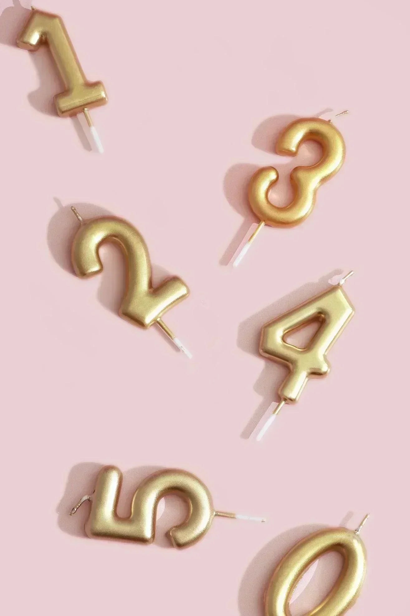 Brass Gold Number Birthday Cake Candles 0 to 9 — lifestyle view, G Decor