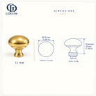 Size drawing: brass mushroom cabinet knob