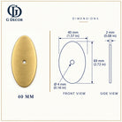Size drawing: brass oval backplate 69x40mm