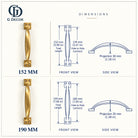 Size drawing: brass pull handle