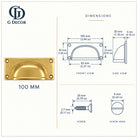 Size drawing: brass square plate cup pull