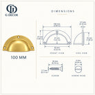 Size drawing: brass stepped rim cup pull