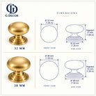 Size drawing: brass Victorian cabinet knob