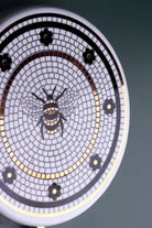 British Bee Tile Wall Hook Black, White & Gold Mosaic Design with Brass Finish - G Decor