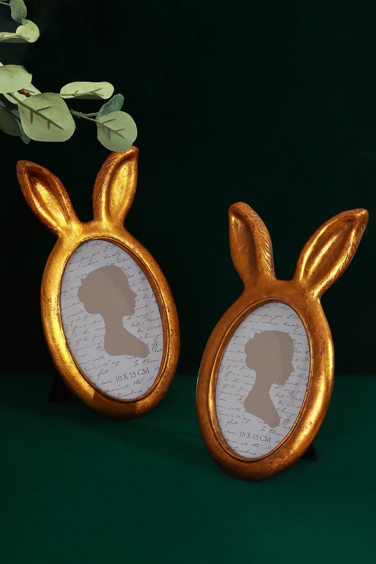 Bunny Ear Elegance Gold Oval Photo Frames - G Decor