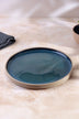 Canvara Handcrafted Stoneware Tableware Collection Contemporary Plates & Bowls in Teal and Natural Finish - G Decor