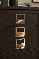Card frame cup pull in polished, aged and satin brass, second view
