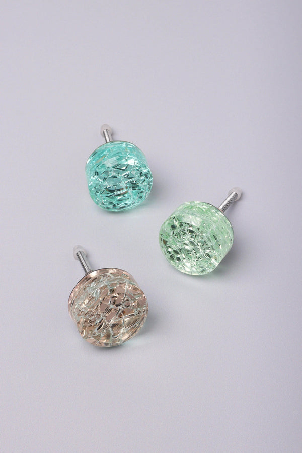 Cascadia Aurora Glass Crackle Cabinet Knob in Light — Multipack