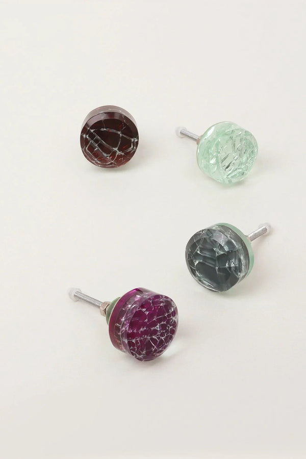 Cascadia Aurora Glass Crackle Cabinet Knob in Shades — Multipack