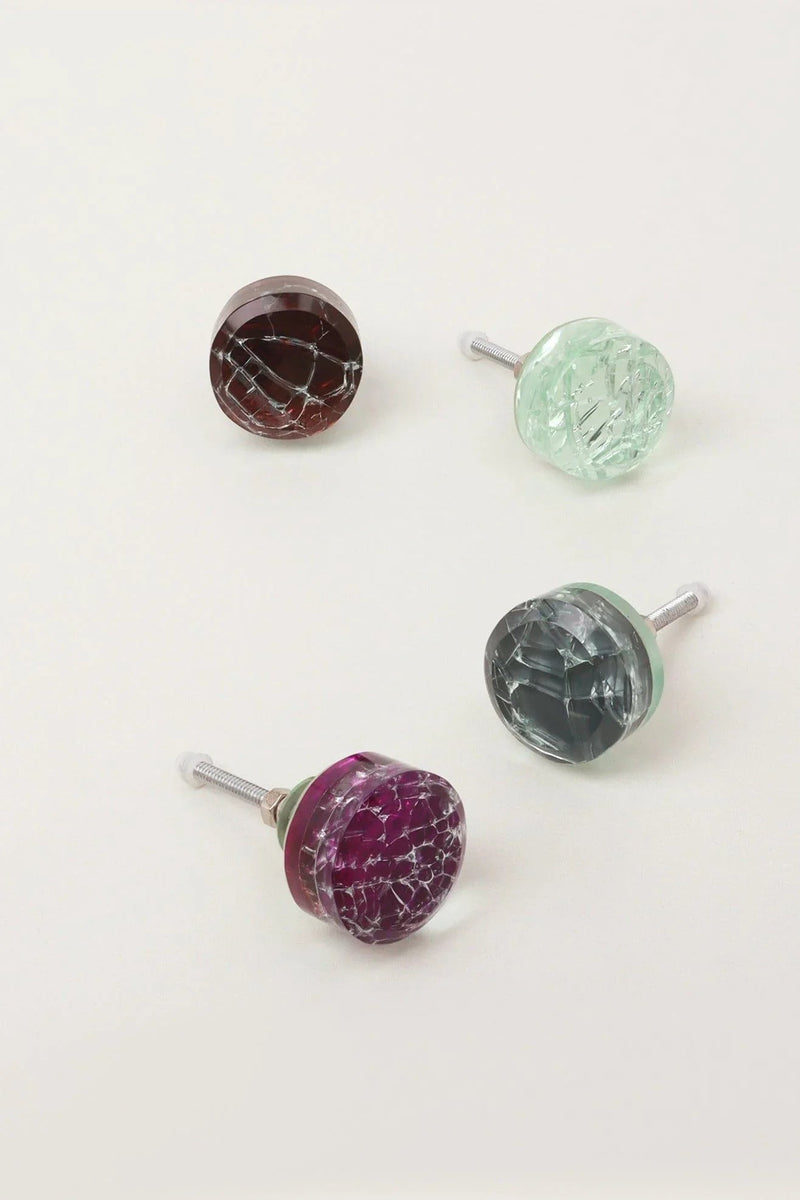Cascadia Aurora Glass Crackle Cabinet Knob in Shades — Multipack