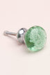 Caspian Bubbles round glass cabinet knob in light green, with a chrome base and screw — G Decor
