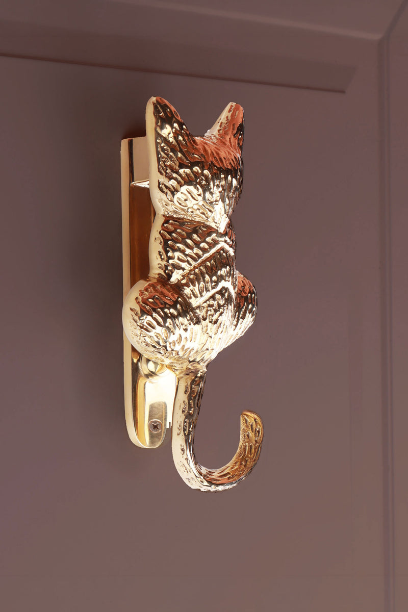 Cat Polished Brass Door Knocker