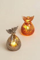 Celestia Glass Light-Up Angel Ornament in Golden Glow or Silver Sparkle — close-up view, G Decor