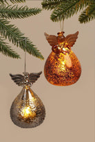 Celestia Glass Light-Up Angel Ornament Golden Glow & Silver Sparkle Designs - G Decor