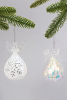 Celestia Glass Light-Up Angel Ornament Snowflake Frost & Frosted Pearl Designs - G Decor
