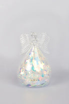 Celestia Glass Light-Up Angel Ornament Snowflake Frost & Frosted Pearl Designs - G Decor