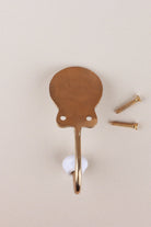Back of the hook: the flat gold-tone back plate with its two screw holes and the J hook, shown with two gold-coloured screws