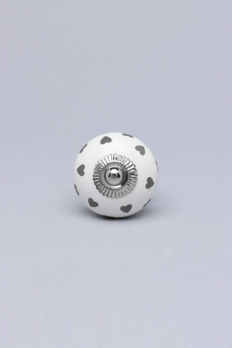 Charming Polka Heart Ceramic Cabinet Knob — Multipack