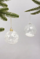 Clear Frosted Leaf Hand-Finished Glass Christmas Baubles — G Decor
