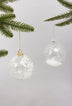 Clear Frosted Leaf Hand-Finished Glass Christmas Baubles — G Decor