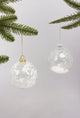 Clear Frosted Leaf Snow Garden Hand-Finished Glass Baubles White & Silver Christmas Tree Decorations - G Decor