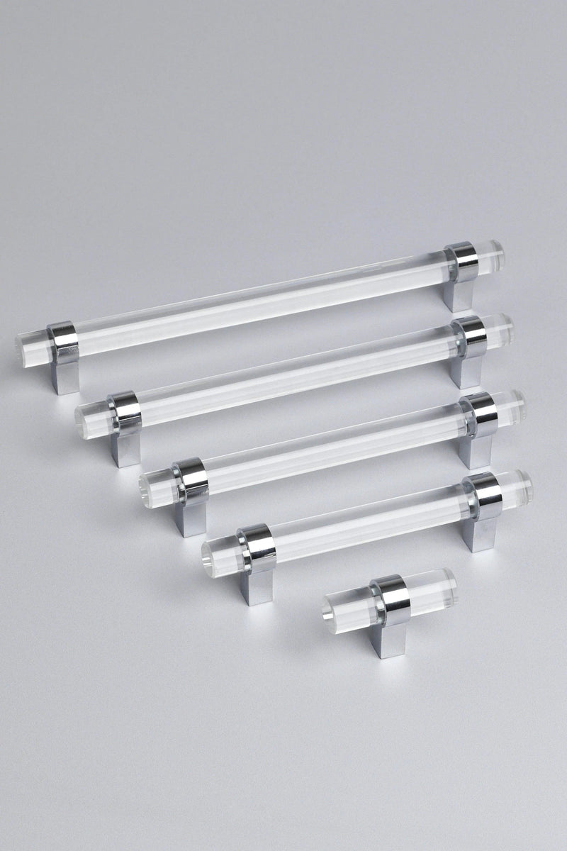 Prismé Clear Glass Cabinet Pull with Chrome Base — Multipack