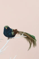 Handmade Velvet Feather Clip-On Christmas Birds in Black Red or Teal — view 6, G Decor