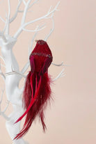 Handmade Velvet Feather Clip-On Christmas Birds in Black Red or Teal — view 5, G Decor