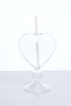 G Decor Drinkware Clear Cocktail Heart-Shaped Glass With Straw