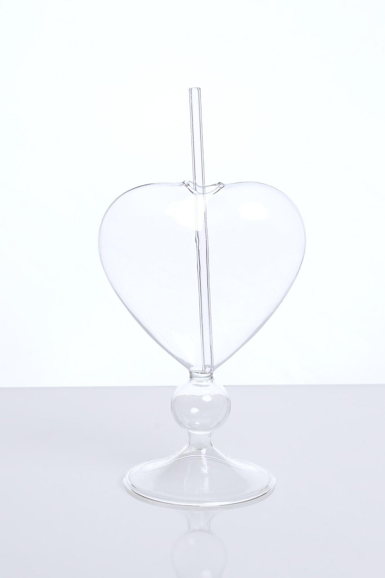 G Decor Drinkware Clear Cocktail Heart-Shaped Glass With Straw