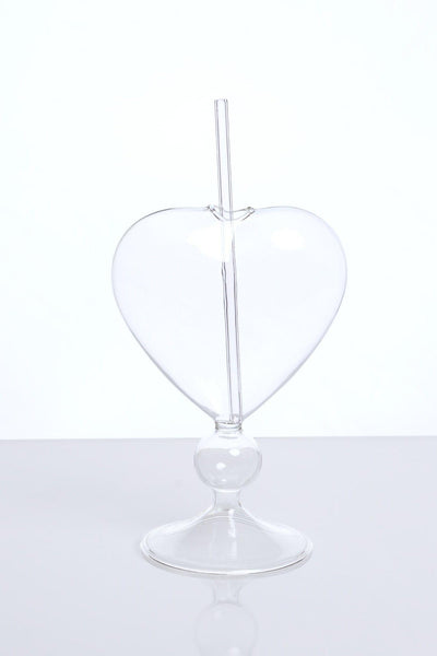 G Decor Drinkware Clear Cocktail Heart-Shaped Glass With Straw