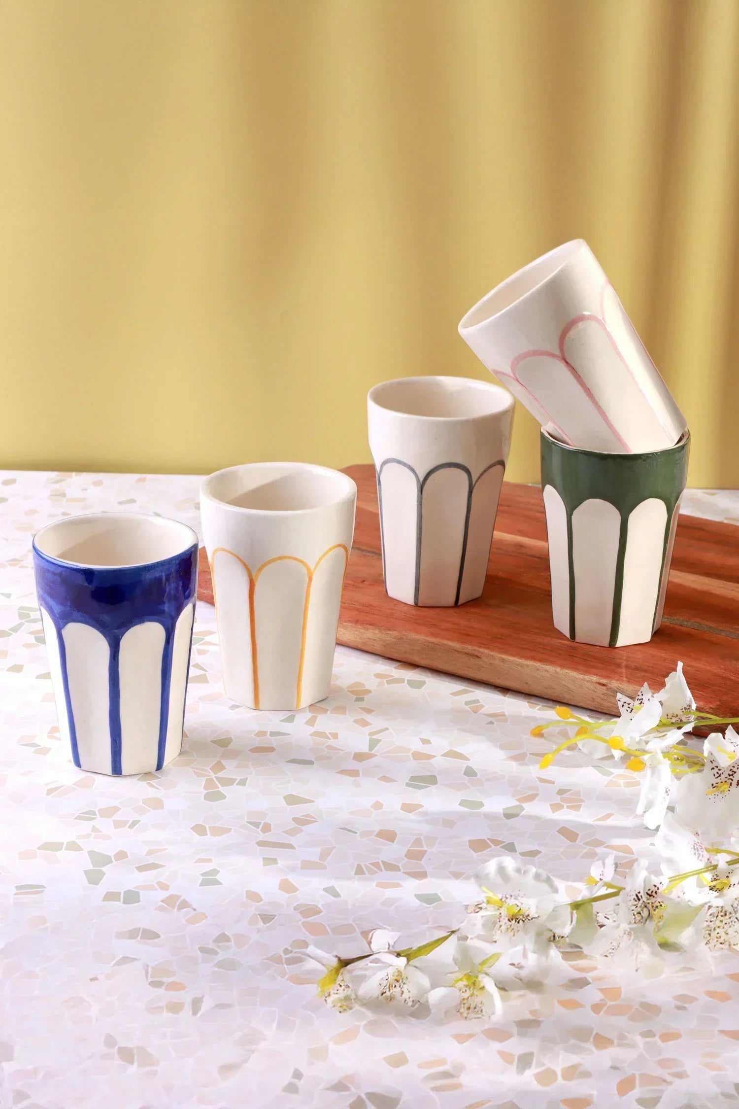 Colour Arches Hand-Painted Ceramic Tumblers Cups and Mugs — alternate view, G Decor