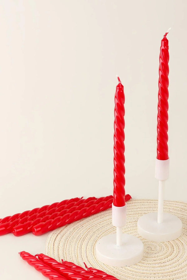 Coraline Rouvière Crimson Red Twisted Taper Candles