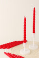 Coraline Rouvière Set of 2, 10 or 20 Crimson Red Twisted Dinner & Taper Candles - G Decor