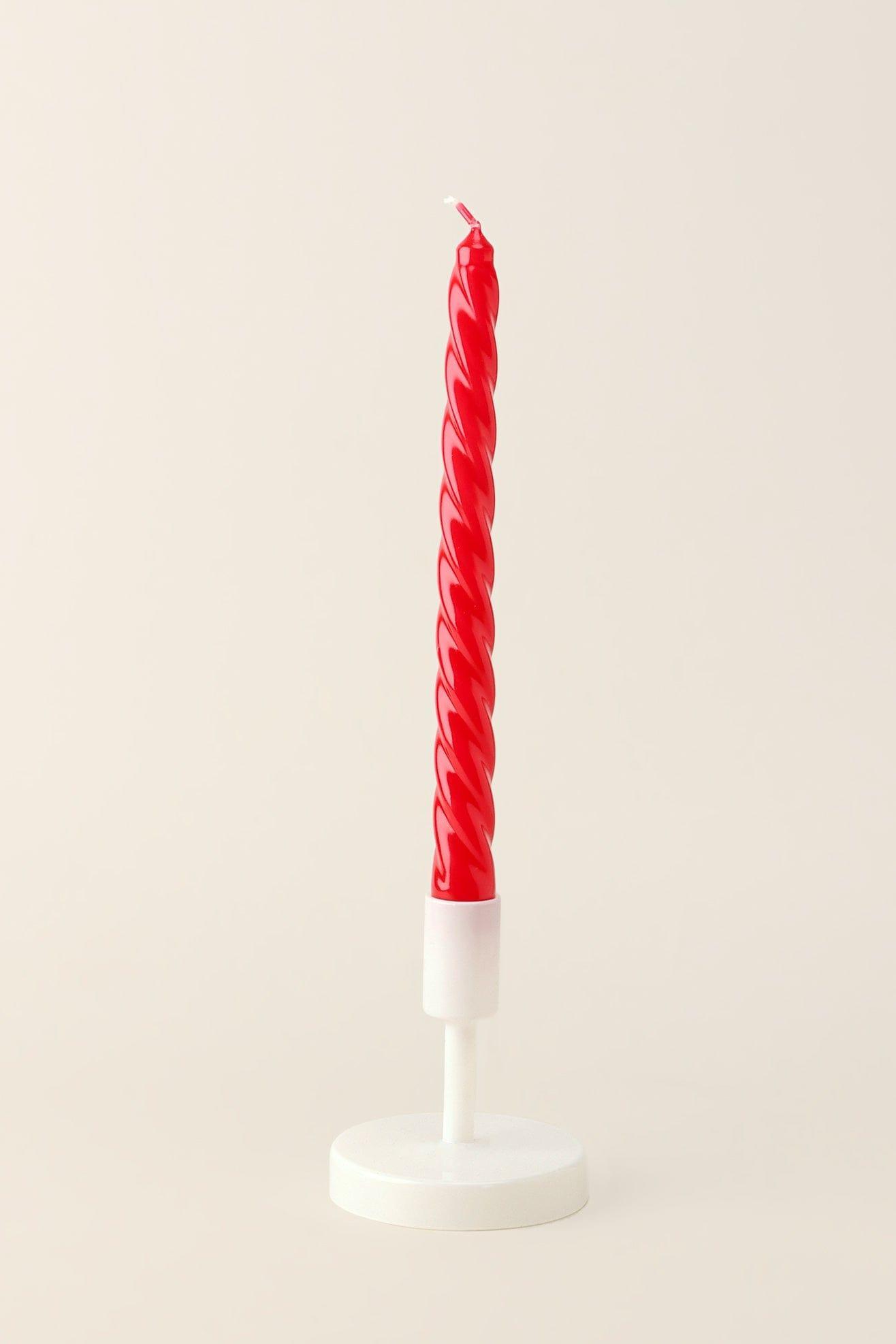 Coraline Rouvière Set of 2, 10 or 20 Crimson Red Twisted Dinner &amp; Taper Candles - G Decor