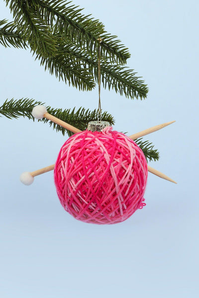 G Decor Christmas Decorations Pink Cosy Christmas Ball of Wool Bauble Ornament