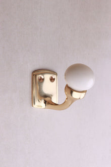 Ceramic Ball Wall Hook, Brass Finish