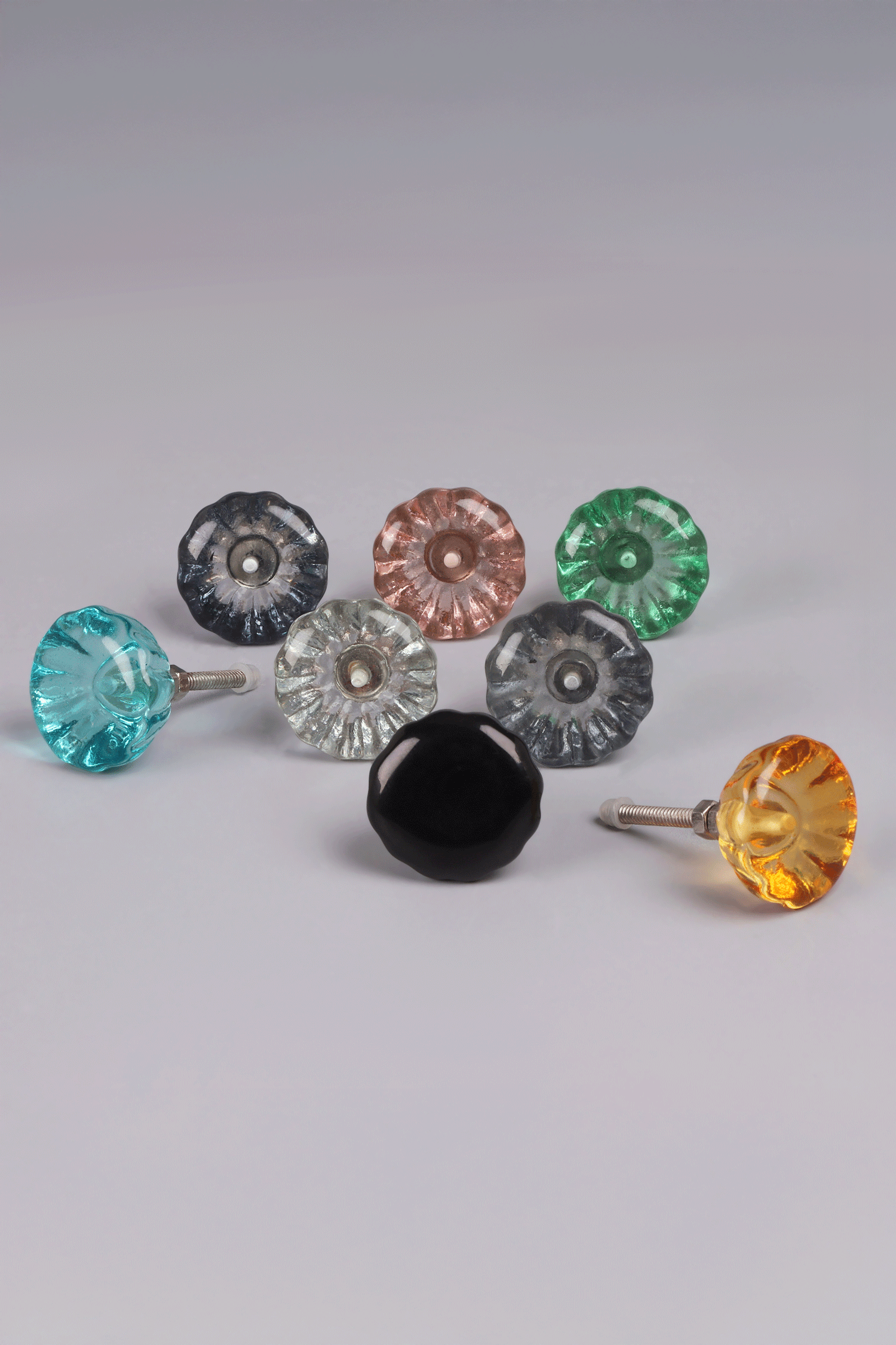Crystal Glass Flower Torus Cabinet Knob — alternate view, G Decor