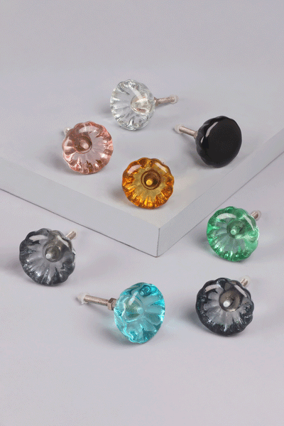 Crystal Glass Flower Torus Cabinet Knob